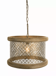 Hanging Lamp 19.5"D x 52.5"H Wood/Iron