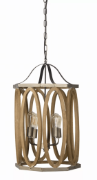 Hanging Lamp 16" x 21.5"H Wood/Iron