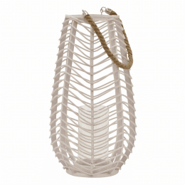 Plutus Brands Decorative Rattan Lantern in White Natural Fiber