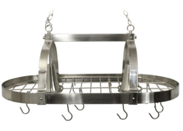 Elegant Designs Brushed Nickel 2 Light Kitchen Pot Rack with Downlights
