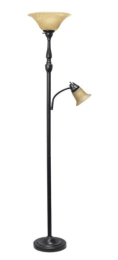 Elegant Designs 2 Light Mother Daughter Floor Lamp with Amber Marble Glass Shades