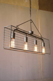 Four Bulb Wire Mesh Horizontal Pendant Light 36" X 4" X 17"T