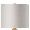 DunaWest Fabric Wrapped Drum Shade Table Lamp with Ceramic Base,White and Brown