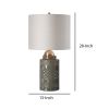 DunaWest Fabric Wrapped Drum Shade Table Lamp with Ceramic Base,White and Brown