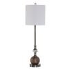 DunaWest Drum Shade Metal Floor Lamp with Crystal Accents, Bronze and White