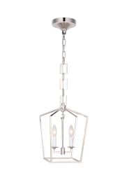 Elegant Lighting Home Decor Denmark Collection 2-Light Polished Nickel Finish Pendant