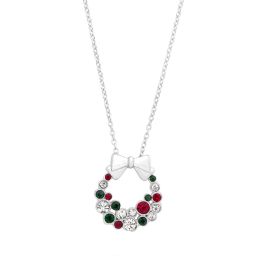 Holiday Wreath Colored Crystal Pendant