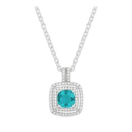 J Goodin Cubic Zirconia Classic Style Aqua Halo Stud Pendant For Women