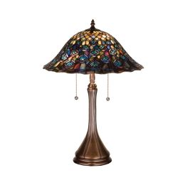 Meyda 22"H Tiffany Peacock Feather Table Lamp