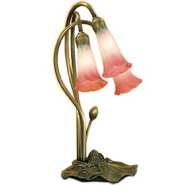 Meyda 16"H Pink/White Pond Lily 3 Lt Accent Lamp