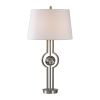 DunaWest Fabric Tapered Shade Table Lamp with Crystal Accents, White and Silver