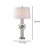 DunaWest Fabric Tapered Shade Table Lamp with Crystal Accents, White and Silver
