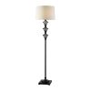 DunaWest Fabric Drum Shade Floor Lamp with Pedestal Base, Black and White