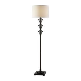 DunaWest Fabric Drum Shade Floor Lamp with Pedestal Base, Black and White