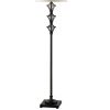 DunaWest Fabric Drum Shade Floor Lamp with Pedestal Base, Black and White