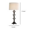 DunaWest Metal Frame Drum Shade Table Lamp with Pedestal Base, Black and White