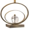 DunaWest Drum Shade Table Lamp with Oval Ring and Crystal Accent,White and Gold