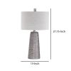 DunaWest Drum Shade Table Lamp with Tapered and Textured Base, Gray and Beige