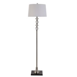 DunaWest Drum Shade Metal Floor Lamp with Crystal Accents, Black and White