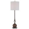 DunaWest Drum Shade Metal Floor Lamp with Crystal Accents, Bronze and White