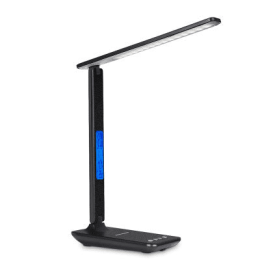 Lamp Plus 3 in 1 Lamp With Phone Charger, Clock And Thermostat (Color: Cool Black)
