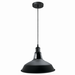 Metal Barn Slotted Shade Pendant (Lamp Colour: Black inner white)