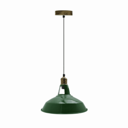 Metal Barn Slotted Shade Pendant (Lamp Colour: Green)