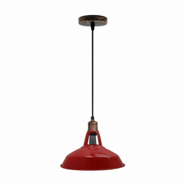 Metal Barn Slotted Shade Pendant (Lamp Colour: Red)