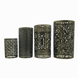 Modern Drum cage Lamp Shades (Shade Color and Pattern: Brushed Brass All Pattern Set)