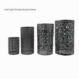 Modern Drum cage Lamp Shades (Shade Color and Pattern: Brushed Silver All Pattern Set)