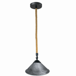 Pendant Light cone Shade With Hemp Rope (Lamp Colour: Brushed Silver)