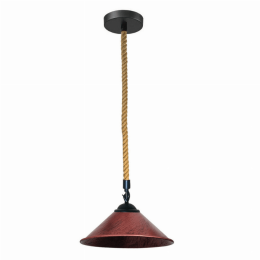 Pendant Light cone Shade With Hemp Rope (Lamp Colour: Rustic Red)