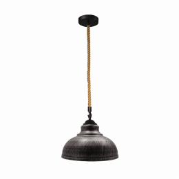 Curvy Shape Hemp Rope Pendant (Color: Brushed Silver)