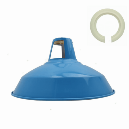 Metal Barn Slotted Easy Fit Lampshades (Color: Blue)