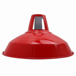 Metal Barn Slotted Easy Fit Lampshades (Color: Red)
