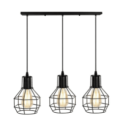 3 Head Rectangle cage Pendant (Includes a Bulb?: Yes)