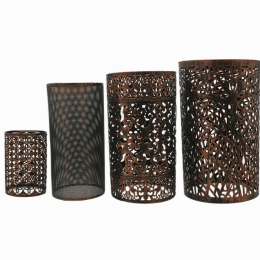 Modern Drum cage Lamp Shades (Shade Color and Pattern: Rustic Red All Pattern Set)