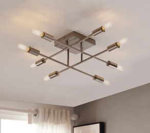 Halton 8 Light Flushmount Ceiling Fixture (Option: With Bulbs)