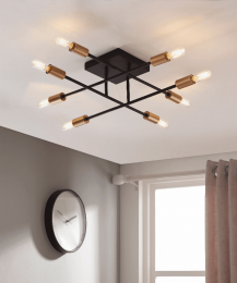 Halton 8 Light Flushmount Ceiling Fixture (Option: Without Bulbs)