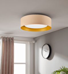Lynch 15.75 in. 3-Light Flush Mount Ceiling Fixture (Color: Beige/Gold)