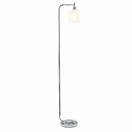 Simple Designs Modern Iron Lantern Floor Lamp with Glass Shade (Color: Chrome)