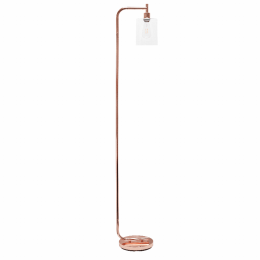 Simple Designs Modern Iron Lantern Floor Lamp with Glass Shade (Color: Rose Gold)