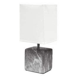 Simple Designs Petite Marbled Ceramic Table Lamp with Fabric Shade (Color: White1)