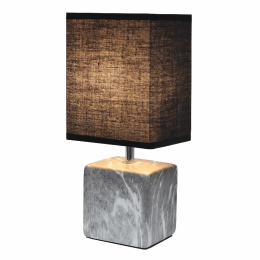 Simple Designs Petite Marbled Ceramic Table Lamp with Fabric Shade (Color: Black1)