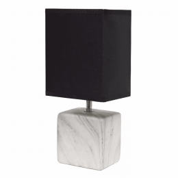 Simple Designs Petite Marbled Ceramic Table Lamp with Fabric Shade (Color: Black2)