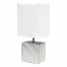 Simple Designs Petite Marbled Ceramic Table Lamp with Fabric Shade (Color: White2)
