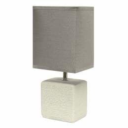 Simple Designs Petite Faux Stone Table Lamp with Fabric Shade (Color: Off White/Gray)