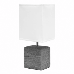 Simple Designs Petite Faux Stone Table Lamp with Fabric Shade (Color: White)