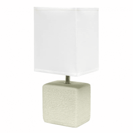 Simple Designs Petite Faux Stone Table Lamp with Fabric Shade (Color: Off White/White)