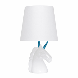 Simple Designs Sparkling Unicorn Table Lamp (Color: WHITE + BLUE GLITTER)